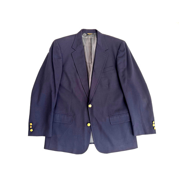 Brooks Brothers Golden Fleece Sport Coat 44L Navy Wool Brass 2-Button Blazer
